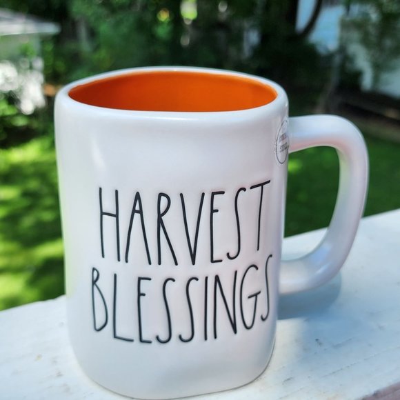 Harvest Blessings Pumpkin Ceramic Coffee Mug Rae Dunn Double Sided Coffee Mug - Picture 3 of 10